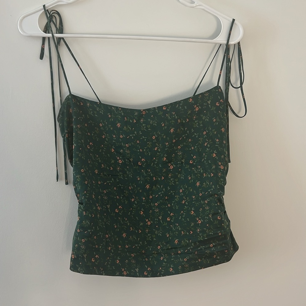 Reformation- Silk Green Floral Top